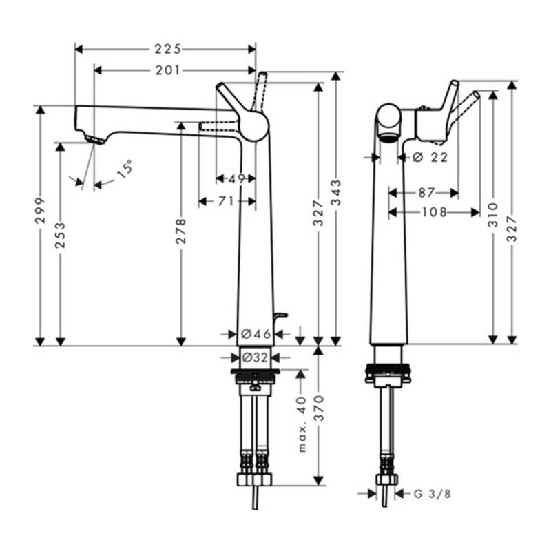 Miscelatore per lavabo Hansgrohe Talis S 250 con piletta a scomparsa e piletta a scomparsa - 4