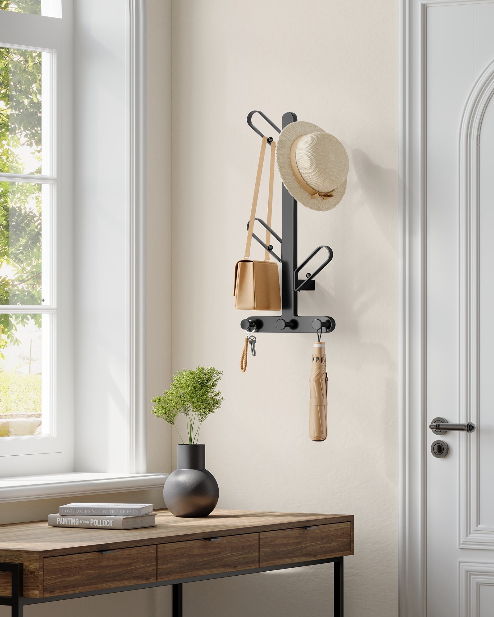 Tatuo Confezione da 10 ganci a cascata a 6 sfere, accessori per appendere lavagne da appendere appendiabiti da parete da 40 cm, ganci da parete per display a parete (argento