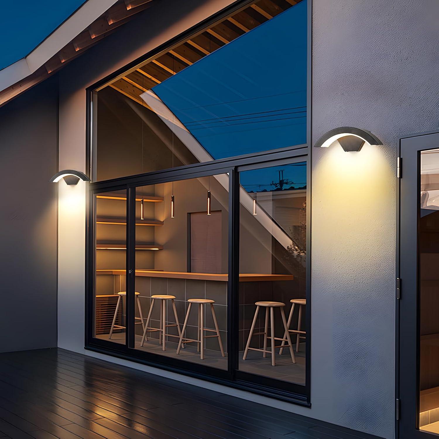 Lot de 2 Applique Murale LED Extérieure 24W IP65 Étanche – Lumière Blanc Chaud 3000K, 2700LM pour Jardin, Terrasse, Façade, Couloir, Allée - 8