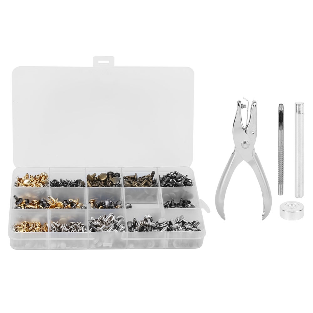 LAKII 180 Set 2 Formati Rivetti di Pelle Doppio Tappo Tubolare