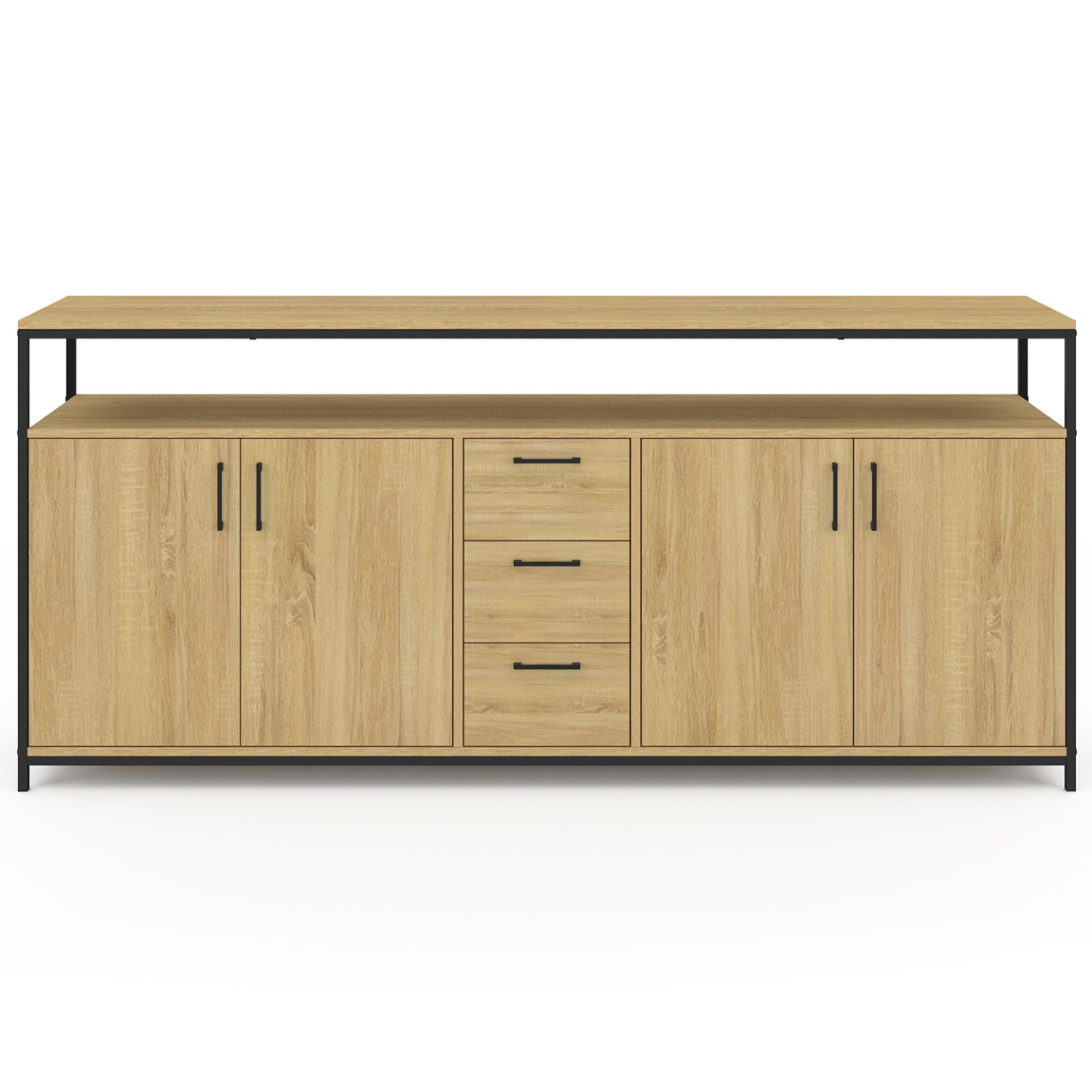 Buffet 180 cm DETROIT XXL 4 portes et tiroirs design industriel - 3