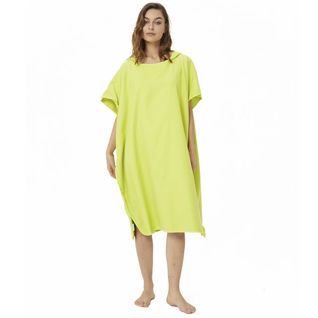 Poncho de surf, pour femmes, hommes, adultes et adolescents, poncho de bain ultra-léger et à séchage rapide,poncho-serviette en microfibre(Jaune-vert)