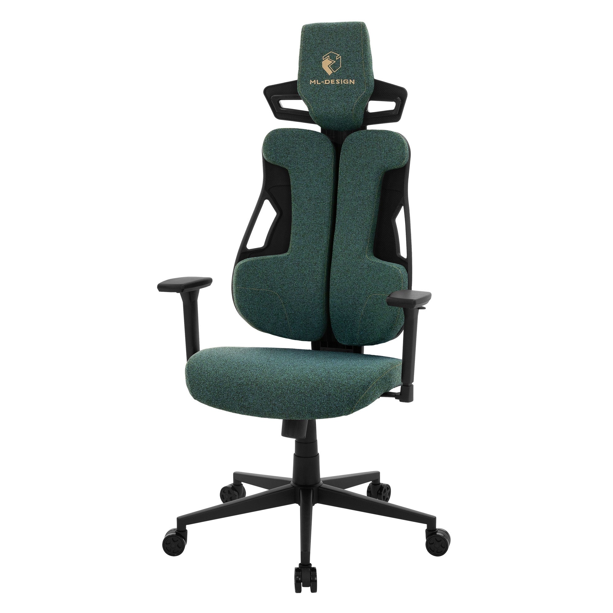 ML-Design krzesło gamingowe ergonomiczne z tkaniny zielony z podłokietnikami 3D zagłówkiem podparciem lędźwiowym regulacją wysokości do biura