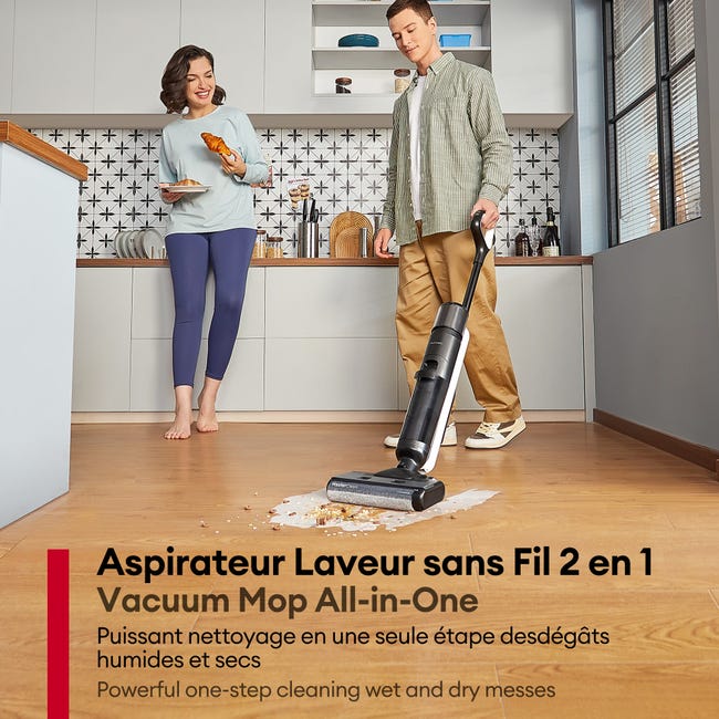 Aspirateur Balai sans Fil Humide et Sec en 1, Autonomie 50min