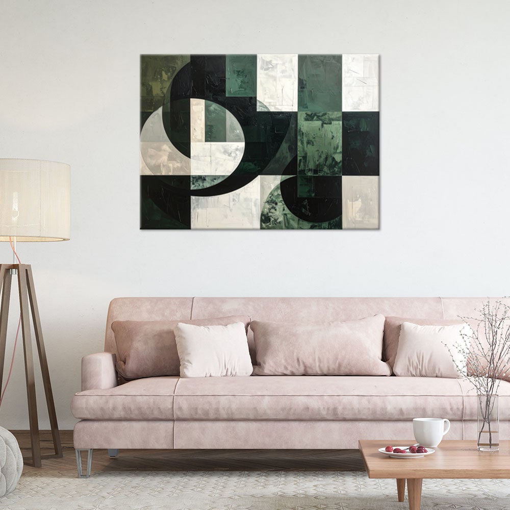 Obraz do salonu sypialni biura loftu, Zielona geometryczna abstrakcja 120x80 - 2