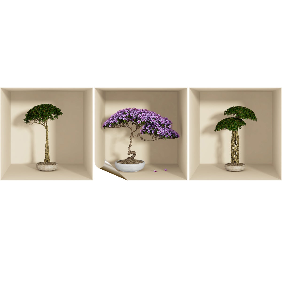 Adesivo 3D bonsai e fiori - Sticker adesivo - adesivi murali - 40x120cm - 3