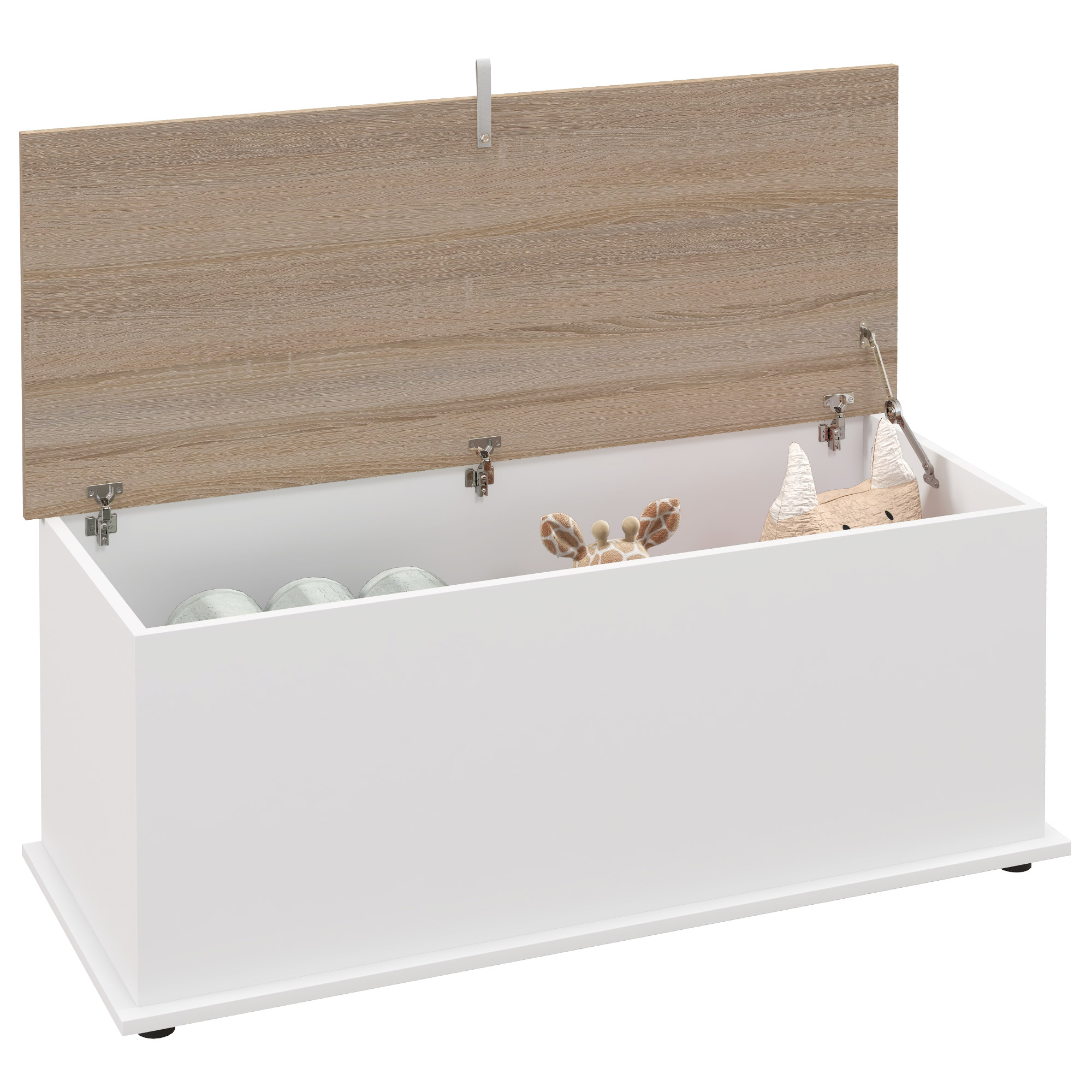 Baúl de almacenamiento madera blanco 100x40x40cm - banco multiuso resistente