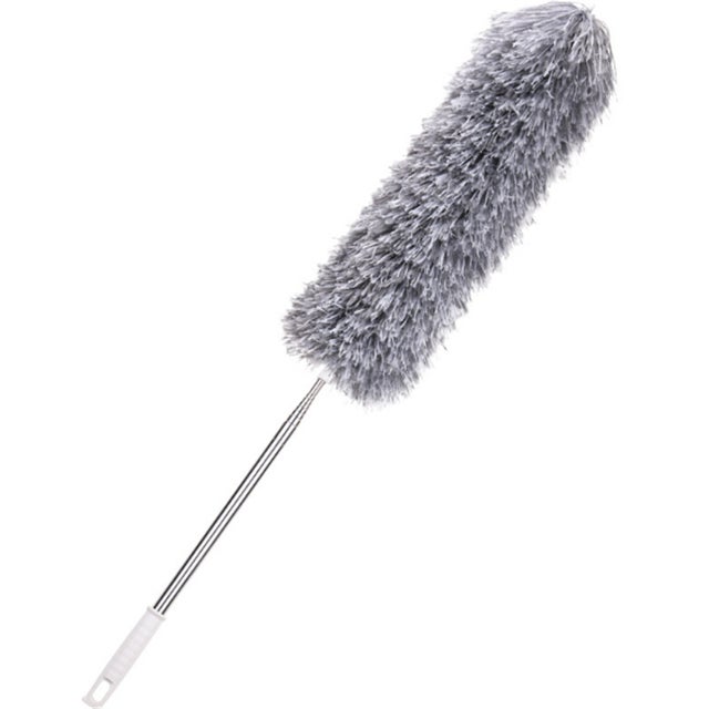 Plumeau télescopique 2,8 m – Nettoyage efficace plafond, rideaux, coins, tête lavable et amovible, manche ergonomique gris