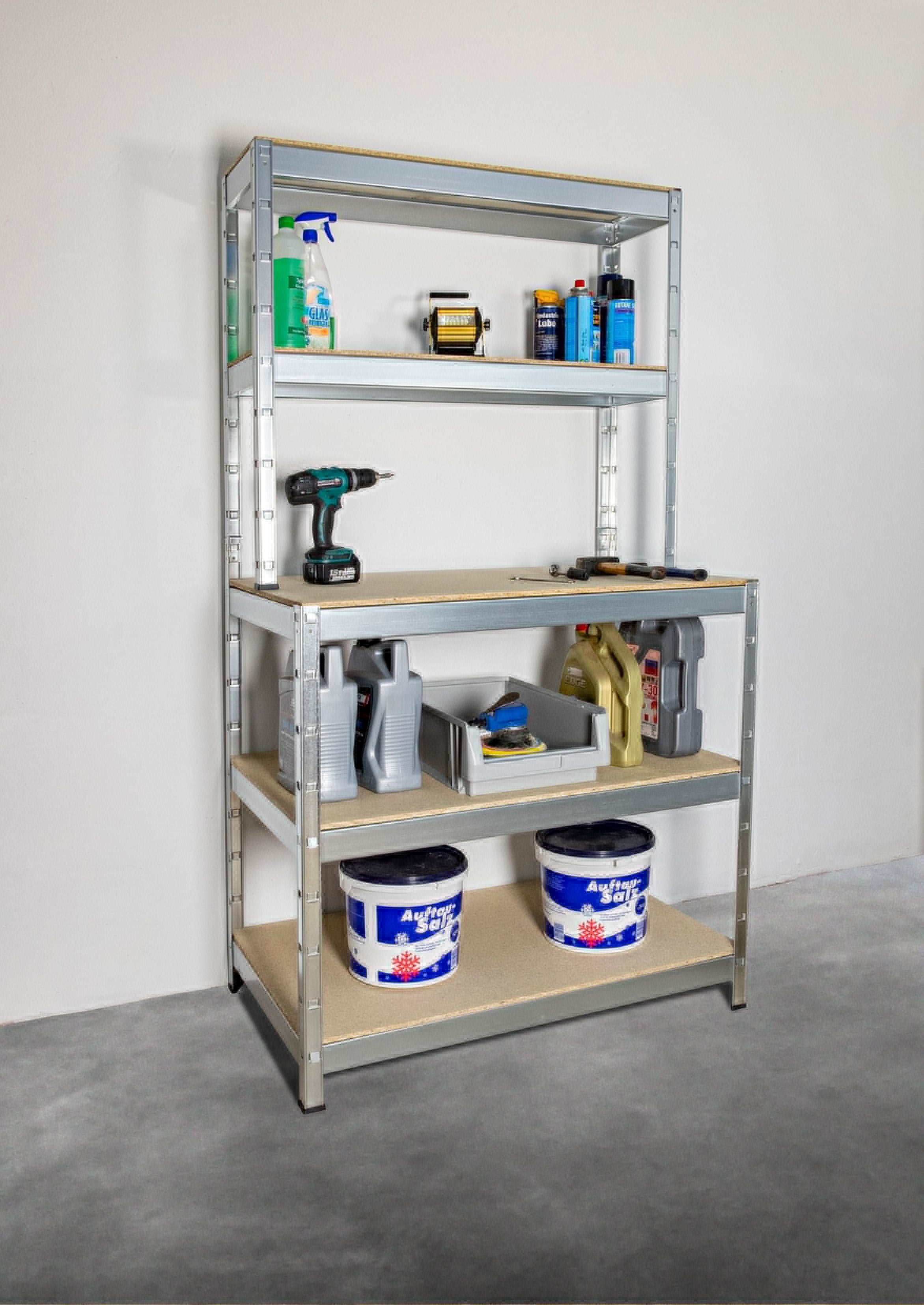 Etagère Métallique 2 Tablettes 65kg 43 X 120 X 40 Cm Noir - SCHULTE