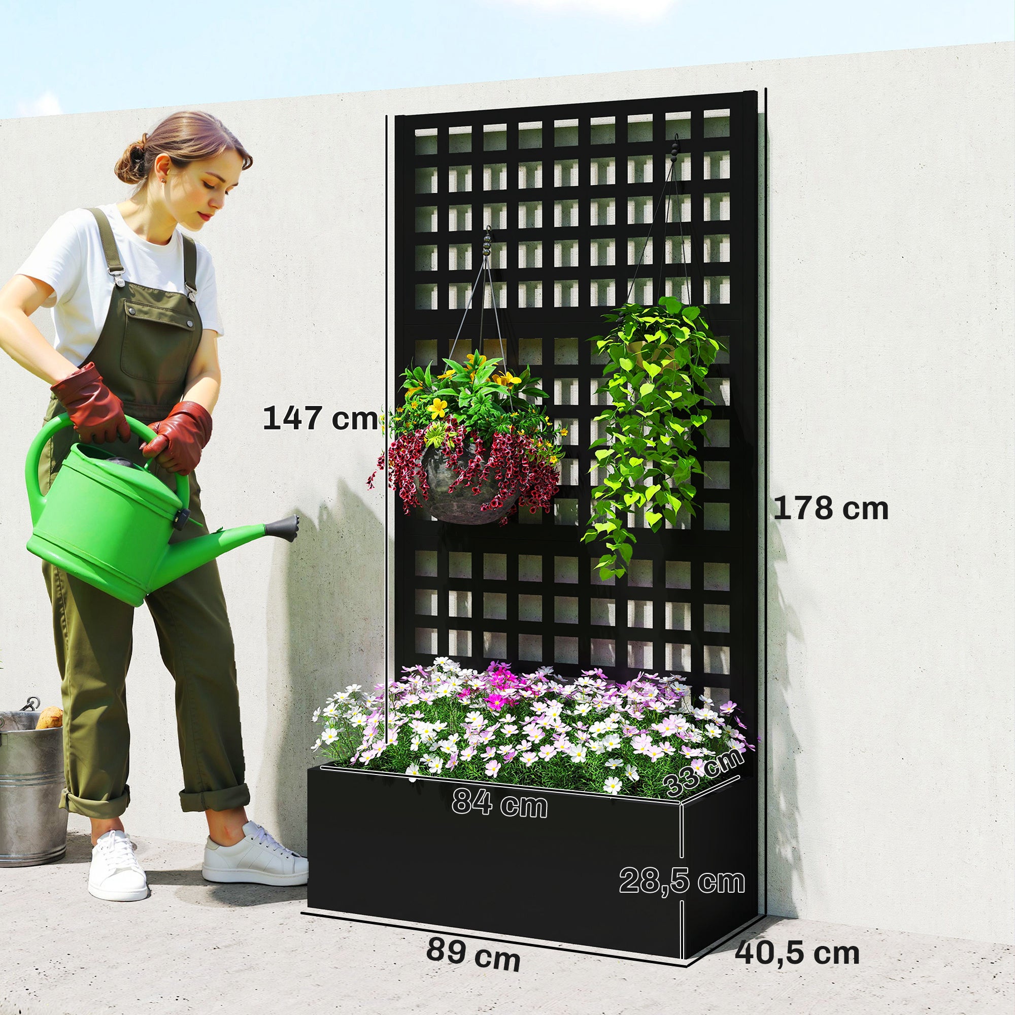 Jardinière avec treillis Acier galvanisée Outsunny - 3