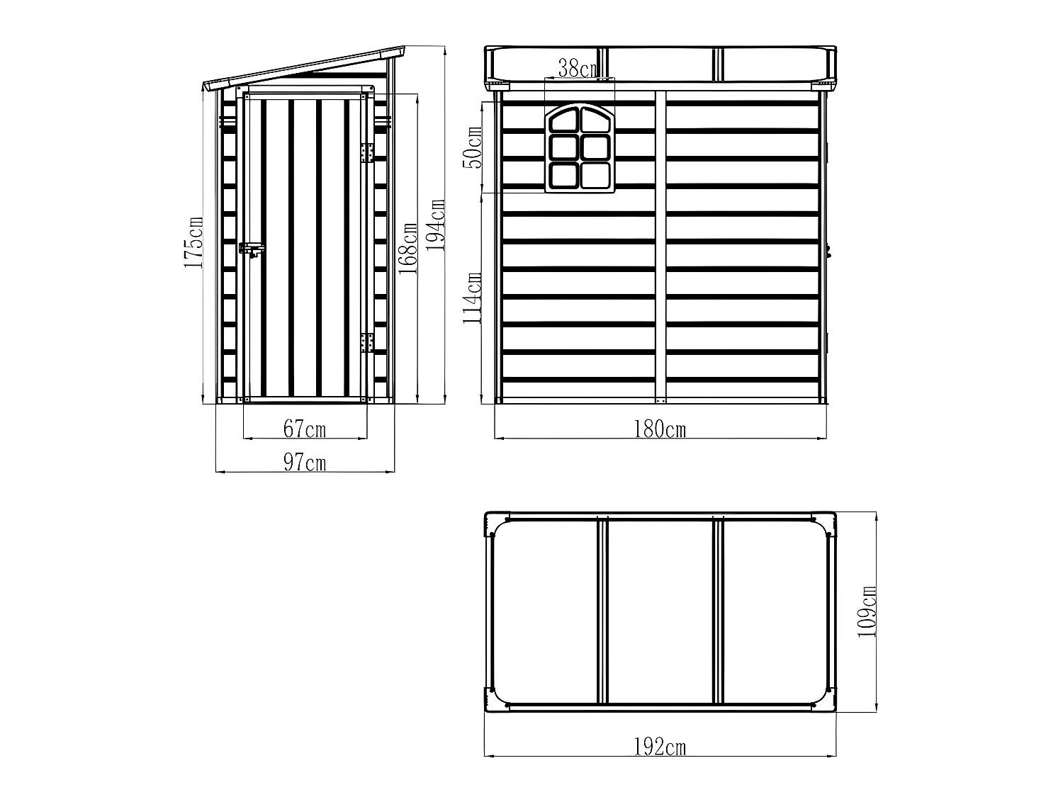 Abri de jardin en résine adossé gris clair 2,09 m² ALBERTO - 6