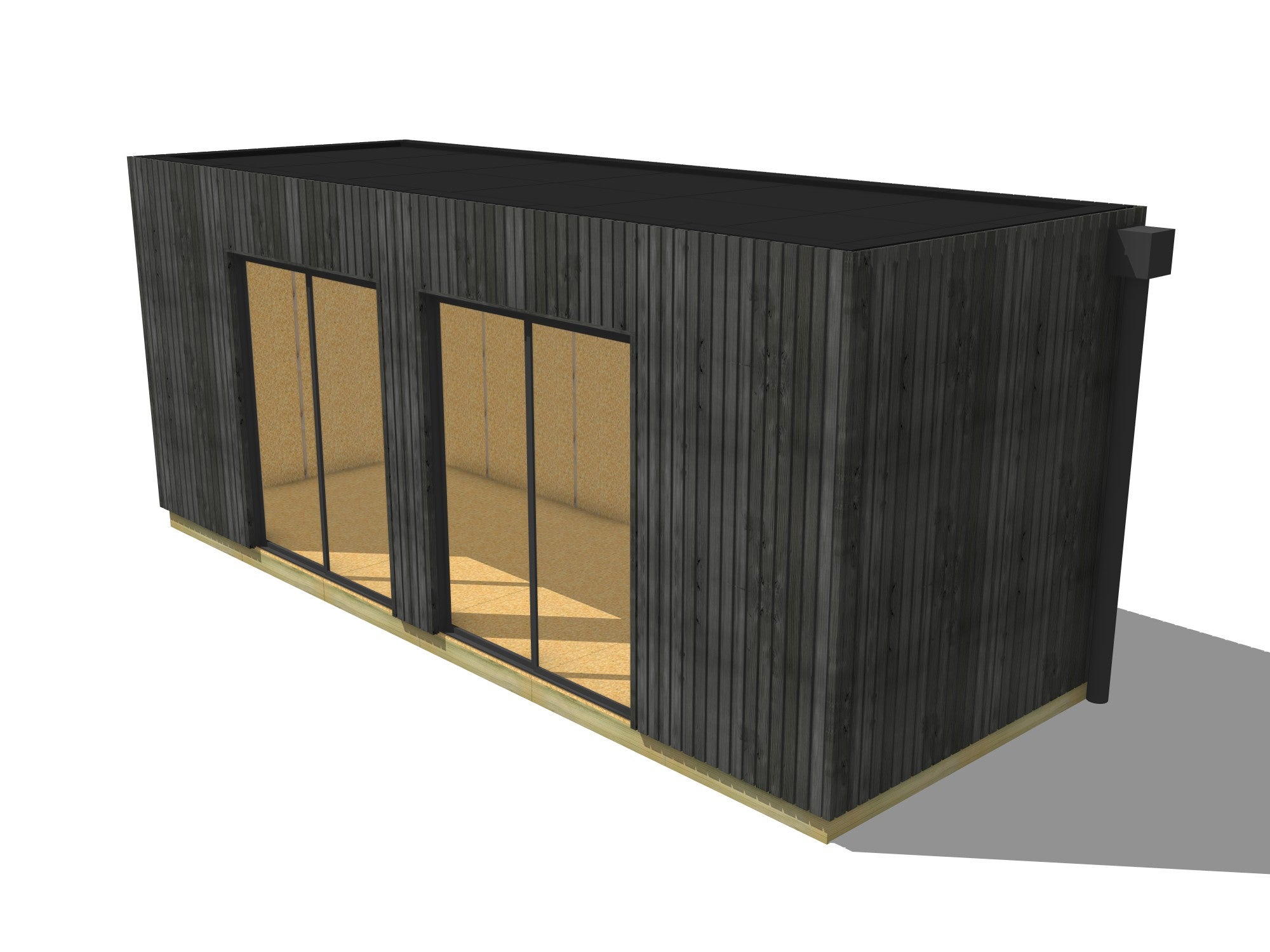 Annexe de jardin bois en bois 6,6 x 2,4 x 2,7 m avec plancher isolé / menuiseries alu k-line - 2
