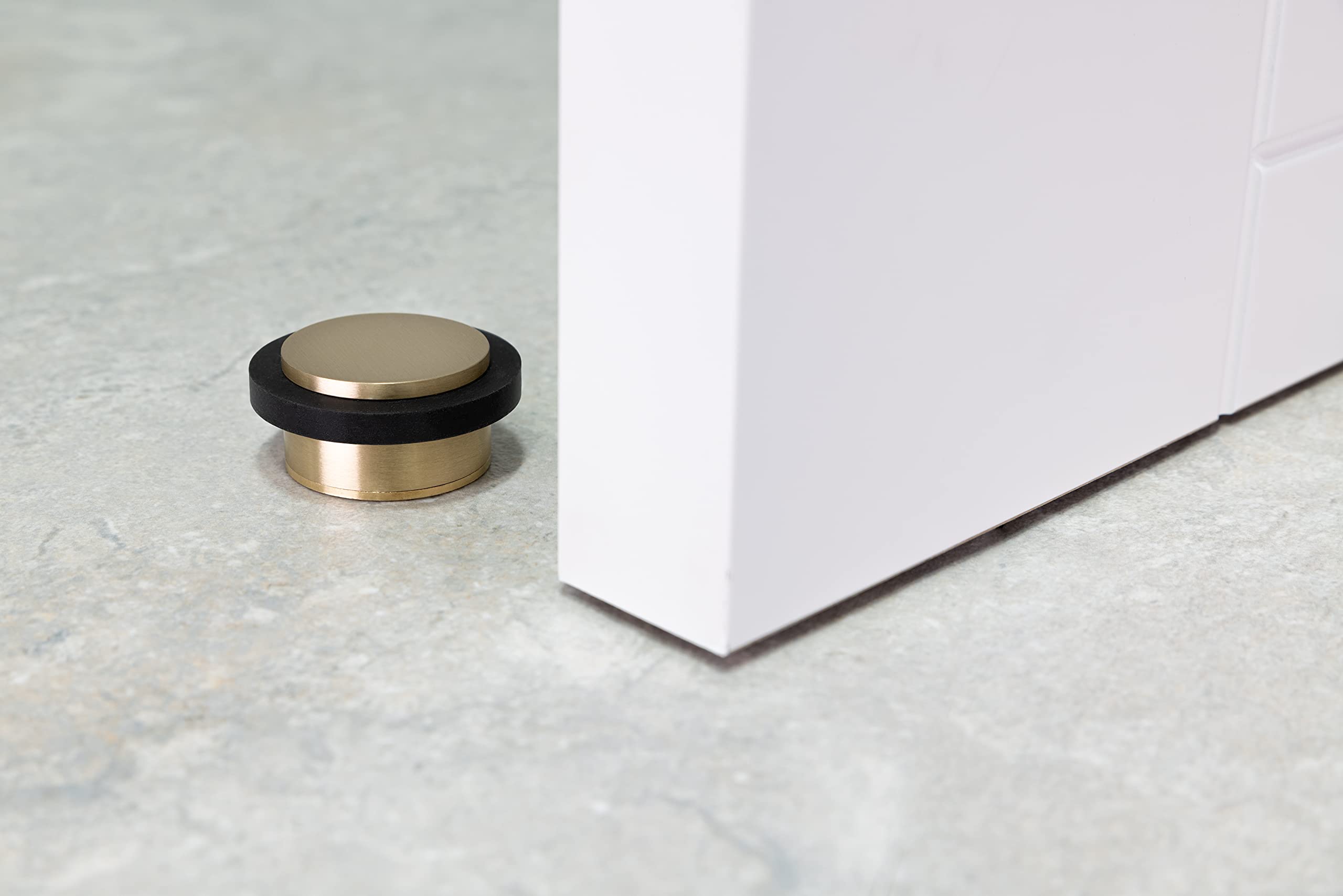Butée de porte au sol, 35 x 19 mm, laiton avec caoutchouc de protection noir, à visser et à coller, EVI Herrajes - 5