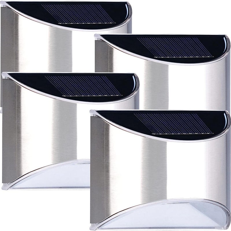 Solarne lampy LED ze stali nierdzewnej (4 sztuki)