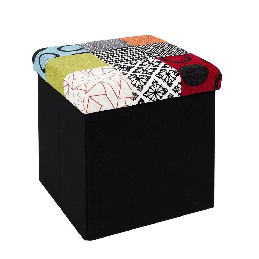Repose-pieds coffre de rangement avec couvercle en similicuir noir Color life | Maisons du Monde Repose-pieds coffre de rangement avec couvercle en similicuir noir Color life | Maisons du Monde