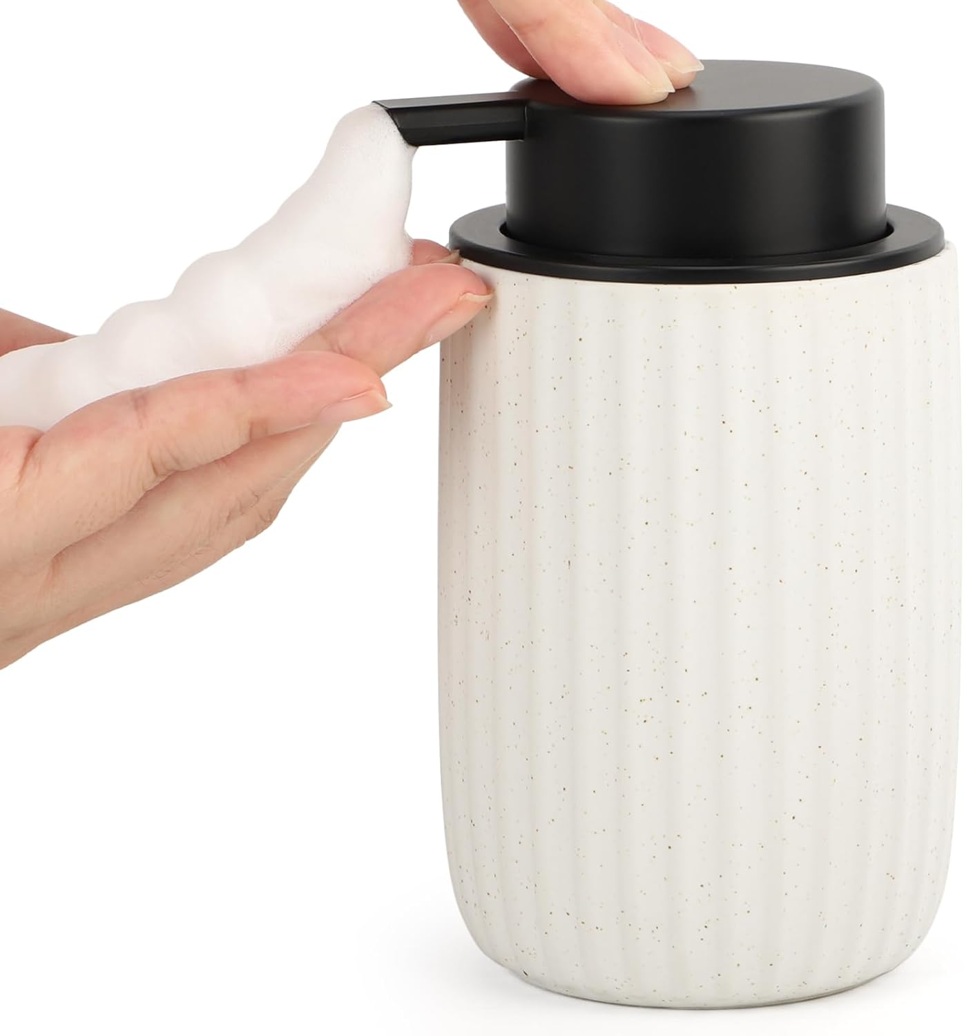 Dozownik do mydła w pianie, pusta butelka do mydła w pianie o pojemności 320 ml, ceramiczny dozownik żelu pod prysznic, dozownik szamponu i żelu pod p