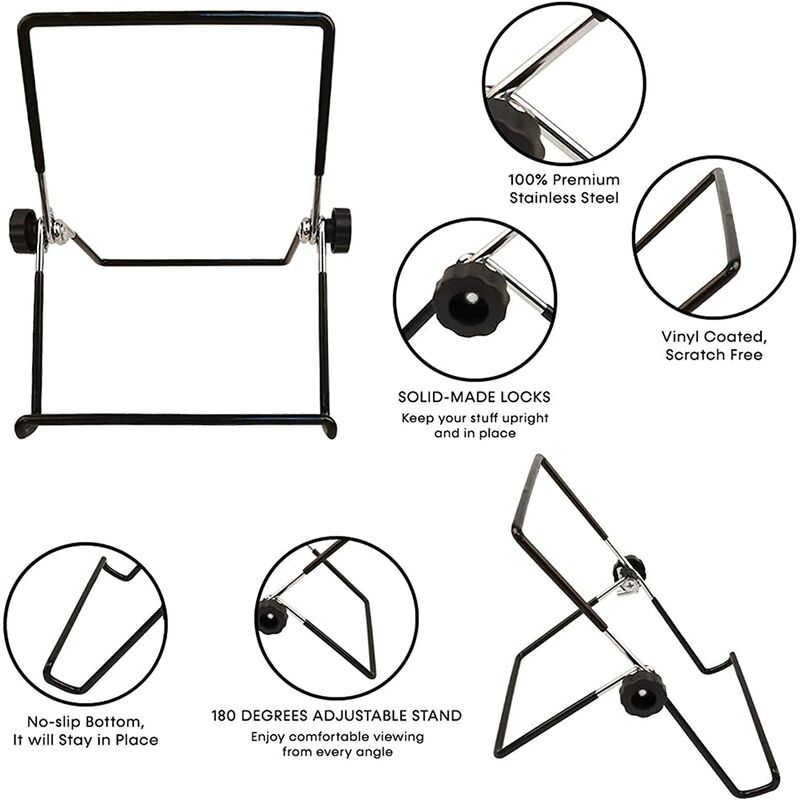 2 pcs Support Cadre Photo, Porte Assiette Decorative, Support Assiette a Poser, Réglable Pliable Petit Chevalet Assiette Noir - 3