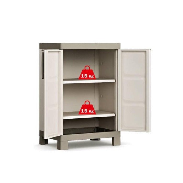 Armoire basse verrouillable en résine avec 2 portes de jardin extérieures décorées Excellence Keter - 4