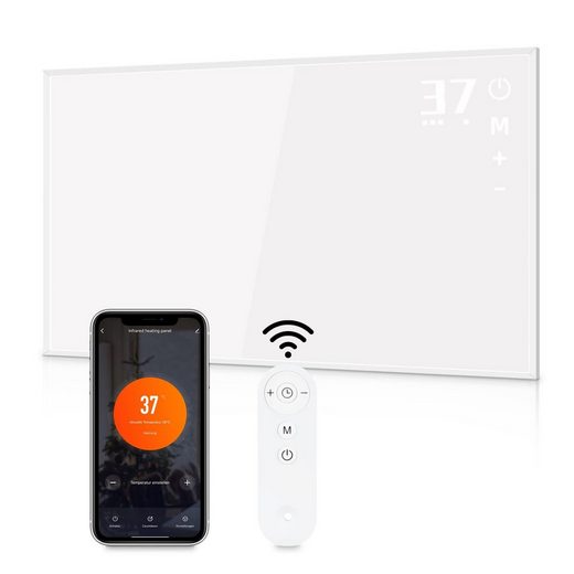 ZMH Infrared Grzejnik Ścienny 450W-Sterowanie APP/Pilot Timer 9h Ochrona Przegrzania dla Sypialni Łazienki Biura