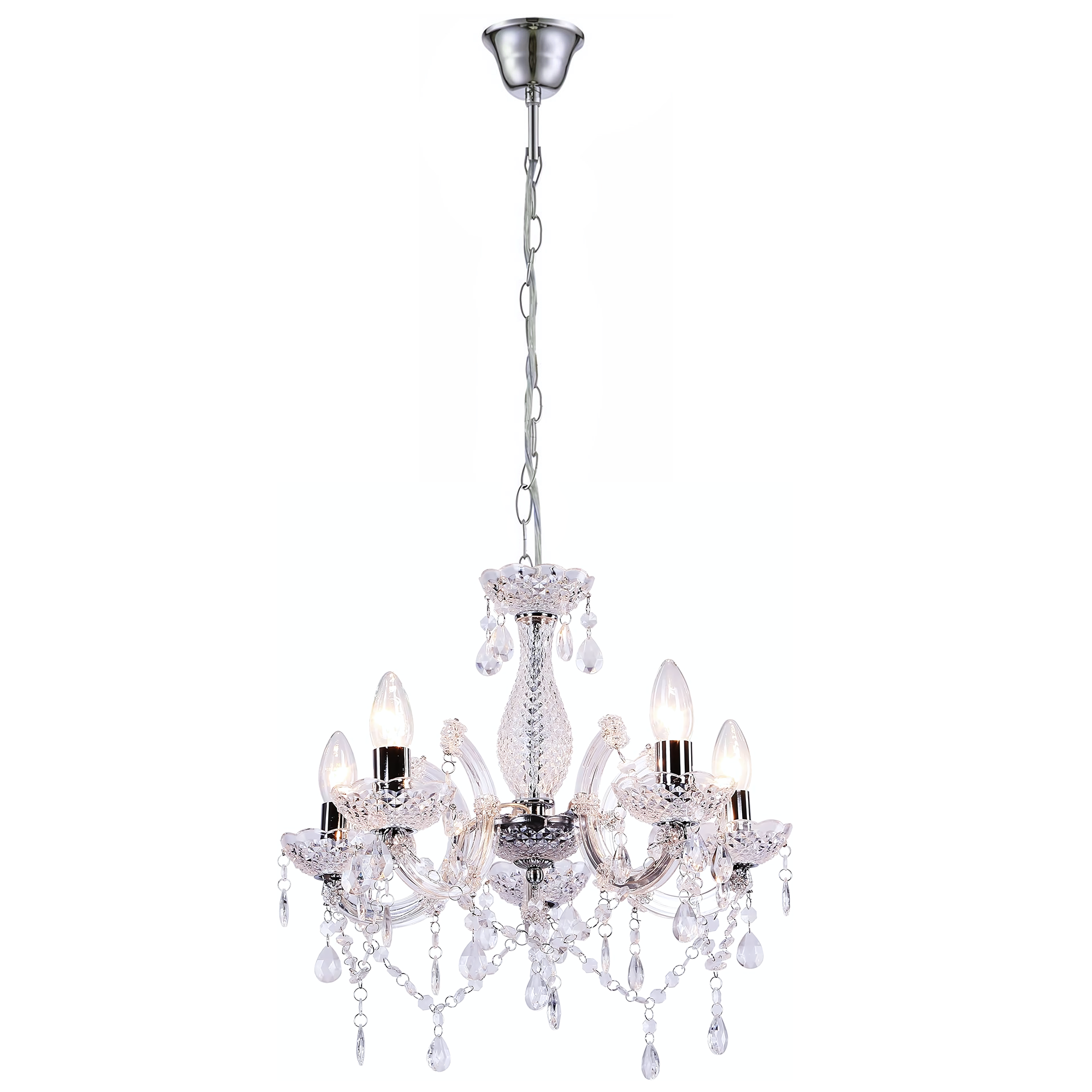 Lampa Sufitowa Wisząca Toolight Ebt004-5Cp Transparentny