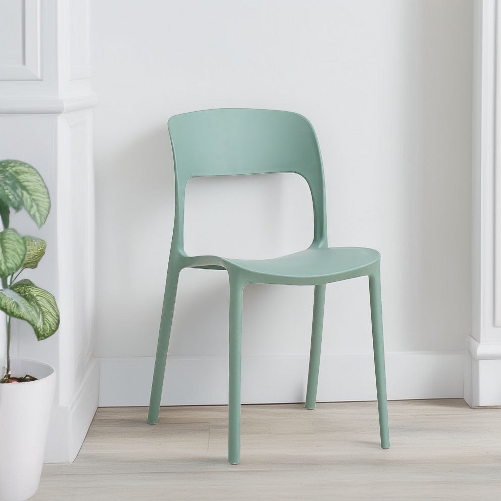 Lot de 4 Chaise de jardin sans coussin Barbara en Polypropylène Vert - 3