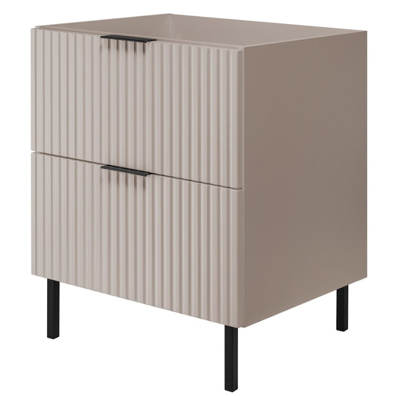 Szafka pod umywalkę FLOW 60 cm kaszmir 2 kolory uchwytów nóżki w zestawie ryflowane fronty