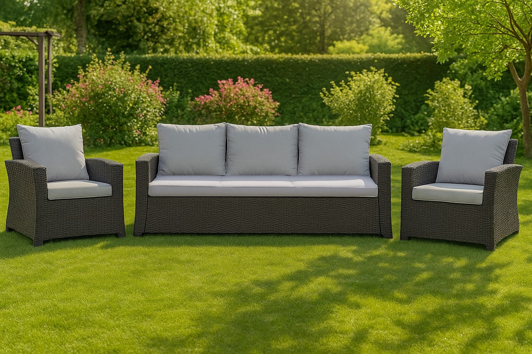 Poduszka ogrodowa na sofę rattanową 110x50x50cm poduszka na meble rattanowe jasna szara, poduszka na balkon taras, poduszki na meble ogrodowe - 5