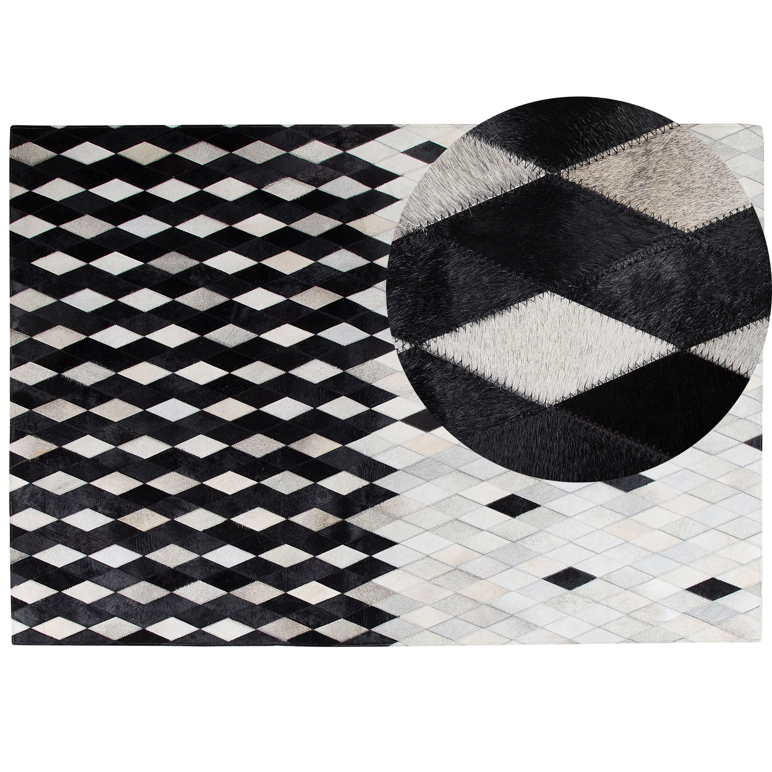 Beliani alfombra de piel de vaca negro/beige claro/blanco 160 x 230 cm maldan