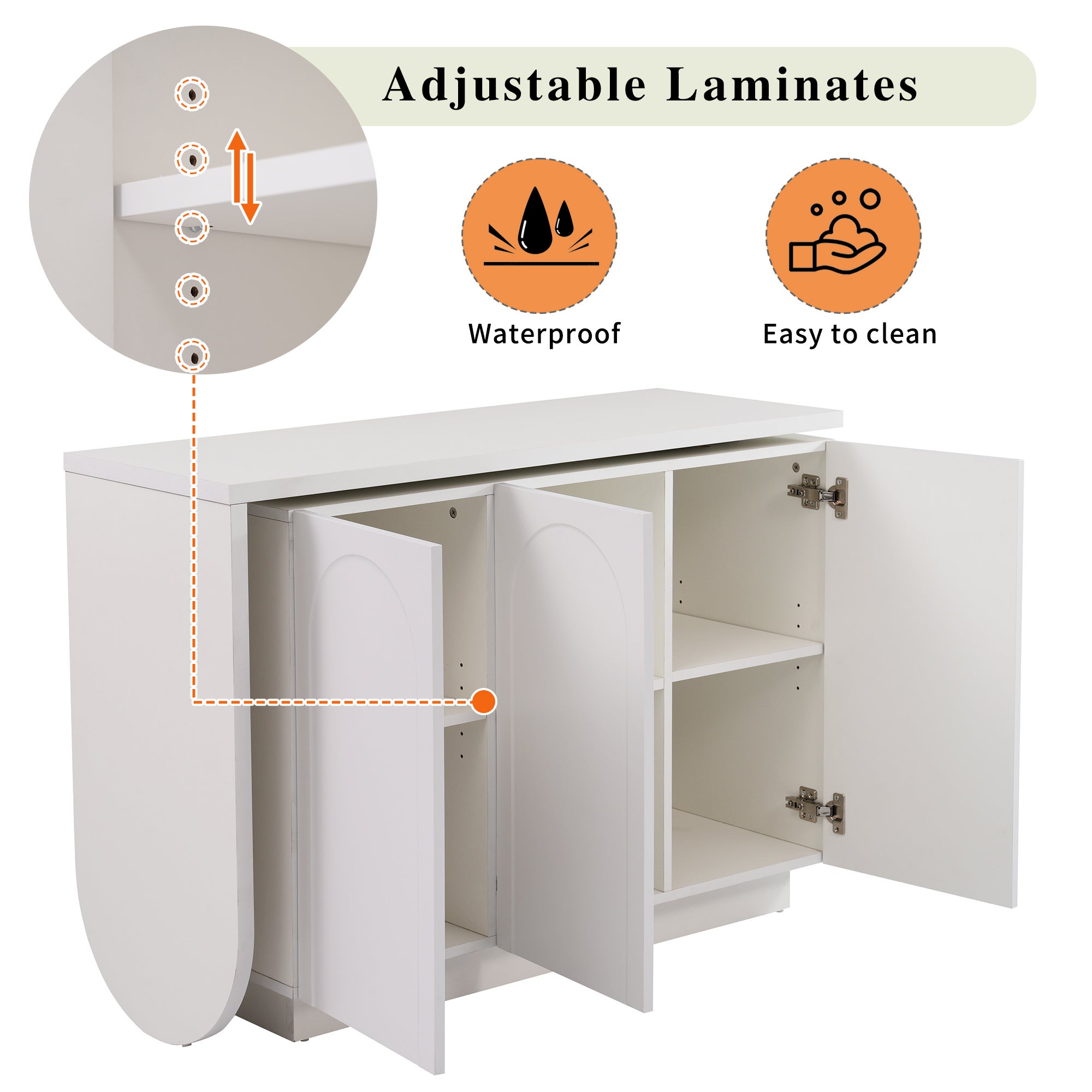 Bureau d'angle 110x40x75 cm, rotatif, pliable 360 degrés avec 3 portes, MDF blanc - 9