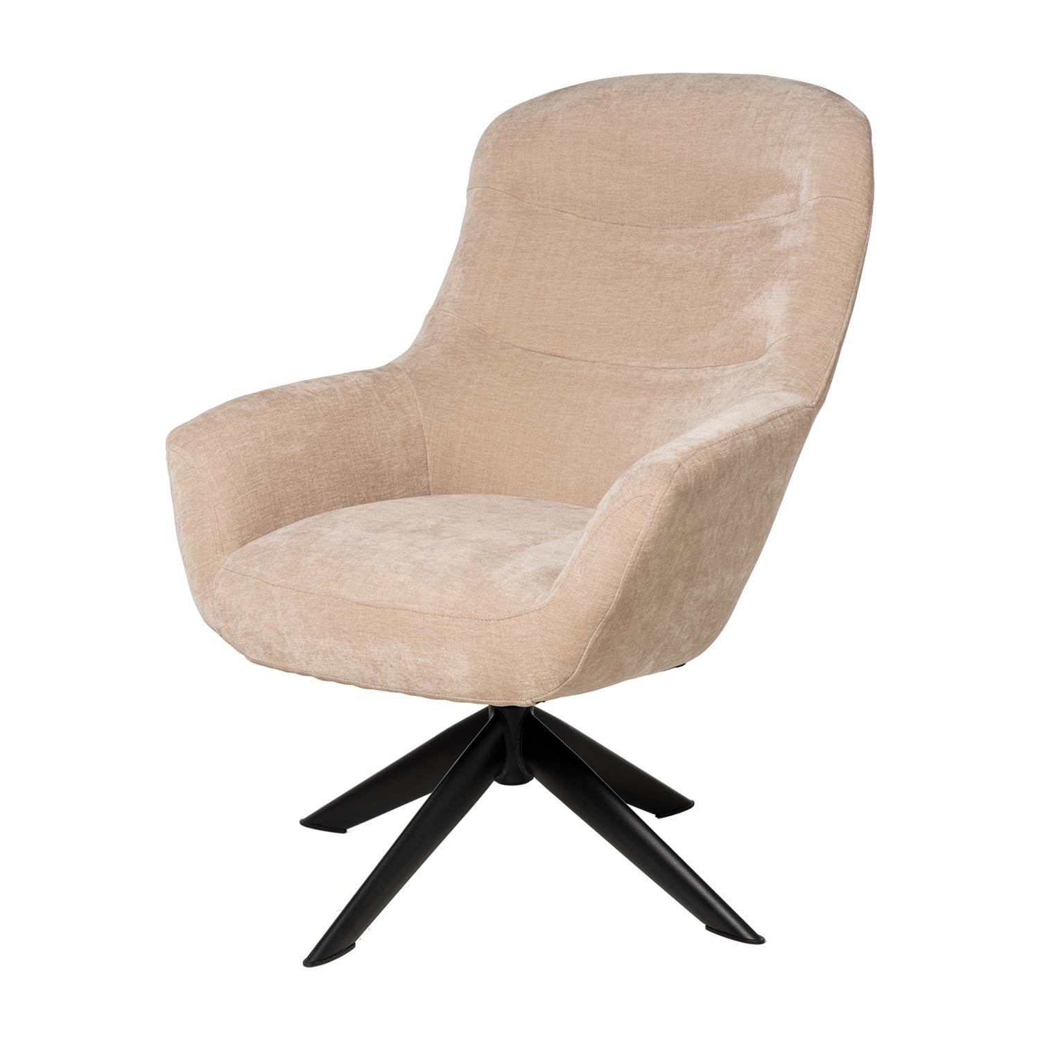 Butaca tikal tapizada beige base metalizada negro