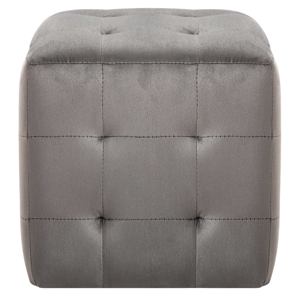 Pufe 2 unidades veludo cinza 30x30x30 cm - 3