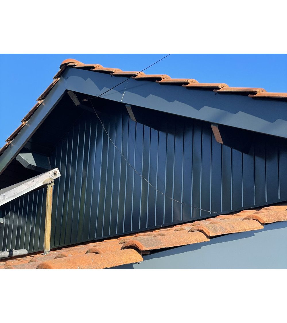 Bande de rive Gris Anthracite, RAL 7016, épaisseur 1 mm, 1 pli retour 2cm , Largeur 10 cm , Longueur 140 cm - 5