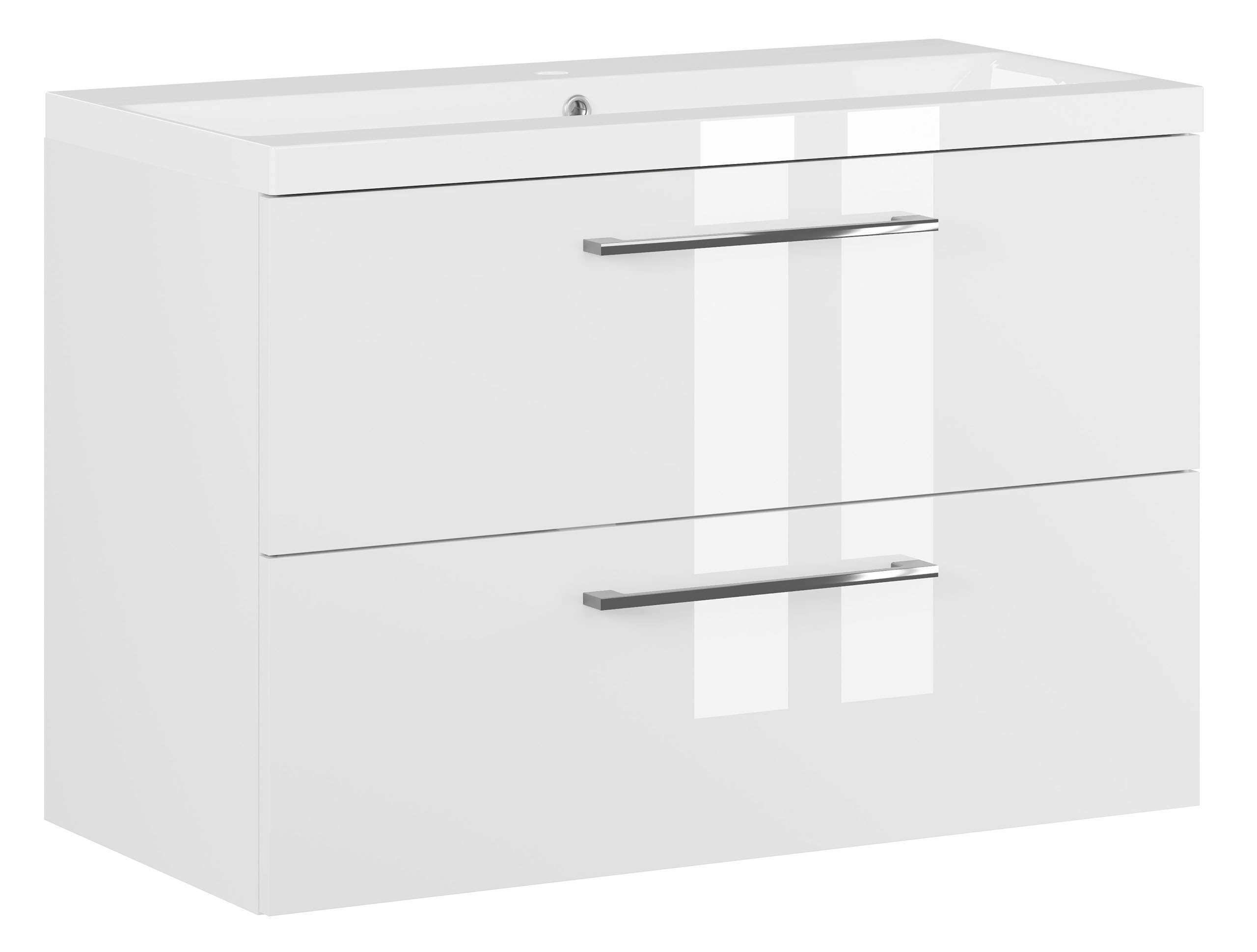 Szafka łazienkowa z umywalką wisząca pod umywalkę biały połysk 80 cm zestaw
