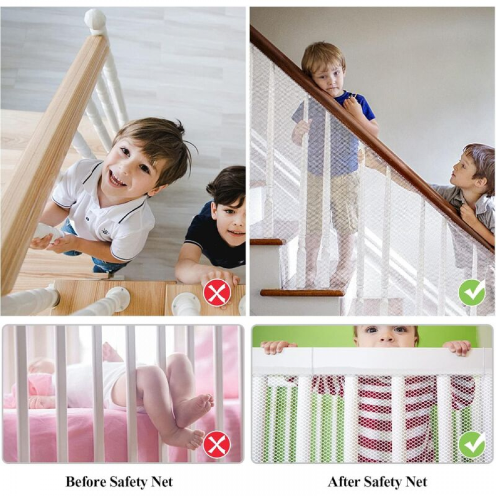 Filet de sécurité pour escalier, filet de sécurité pour escalier de balcon, filet de protection pour garde-corps d'escalier, 200 x 78 cm - 3