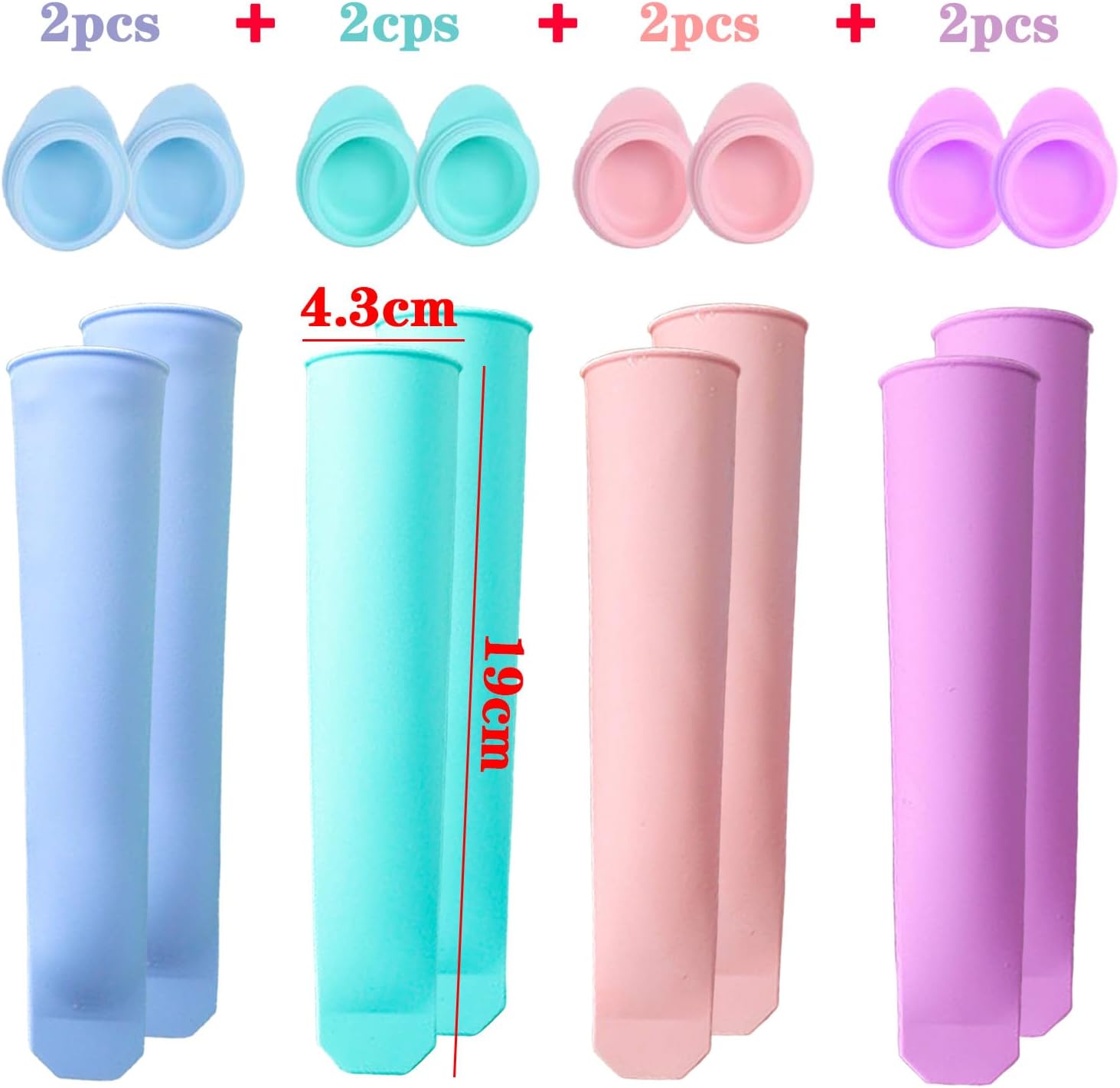 Stampi Per Gelato In Silicone – 4 Pezzi, Fai Da Te, Senza BPA, Con Bastoncini E Vaschetta Antigoccia (rosa)