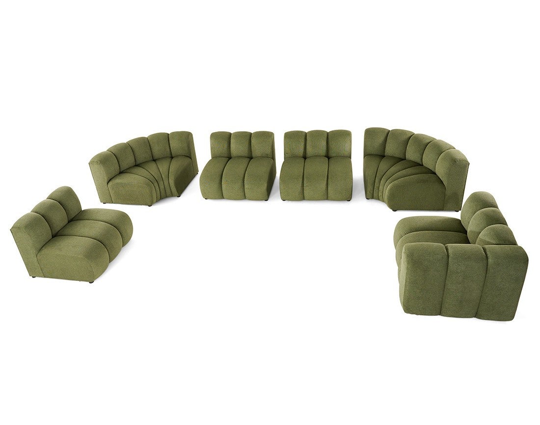Canapé modulable 7 places angle gauche en tissu texturé vert - DEBBIE - Best Mobilier - 2