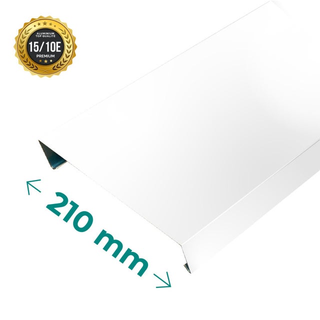 Couvertine aluminium 210 mm RAL 9010 Blanc Pur – 2 m – Épaisseur 1,5 mm PREMIUM – ALUHOME