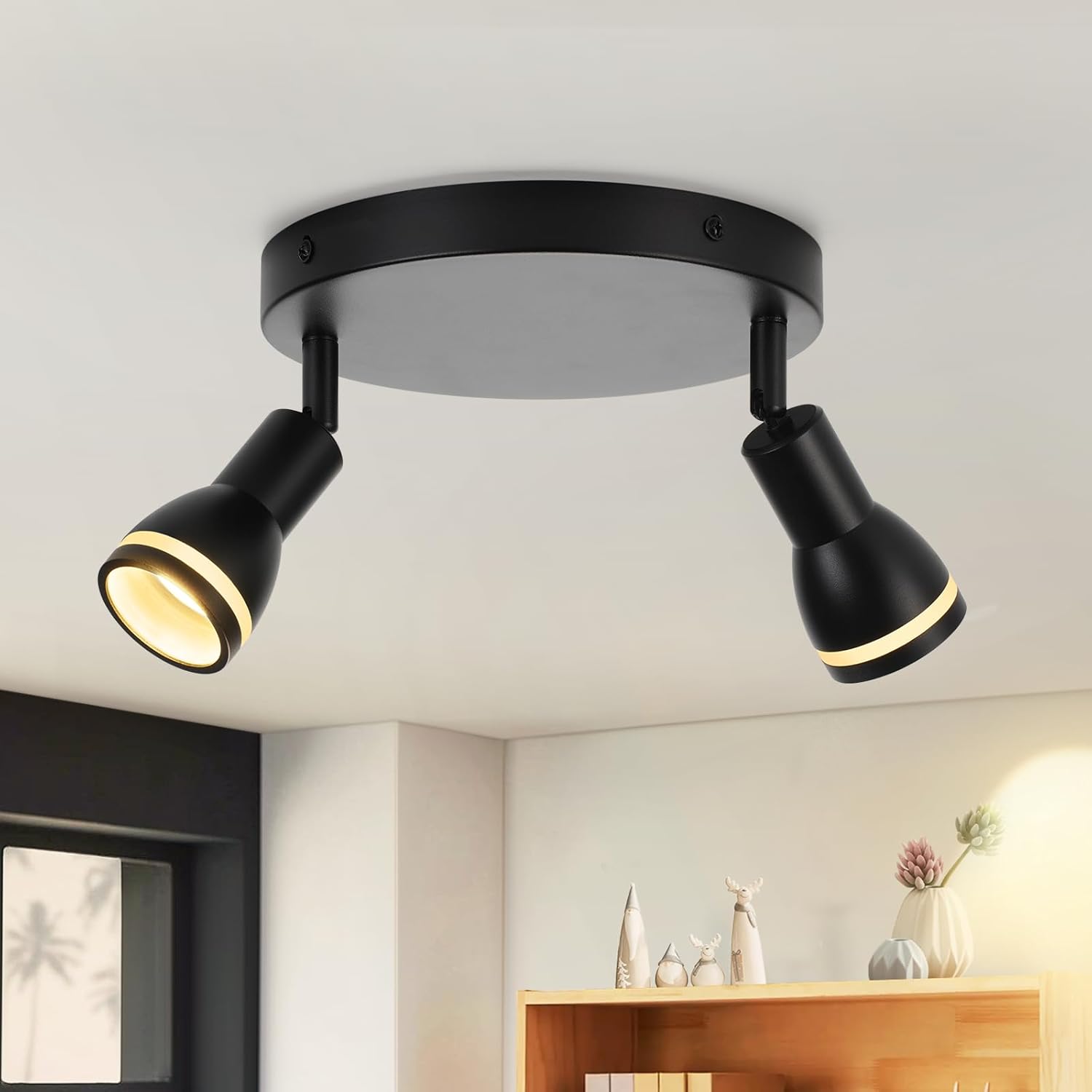 ZMH Lampa sufitowa z 2 lampami wiszącymi, metalowa, z gniazdem GU10, do kuchni, biura, salonu
