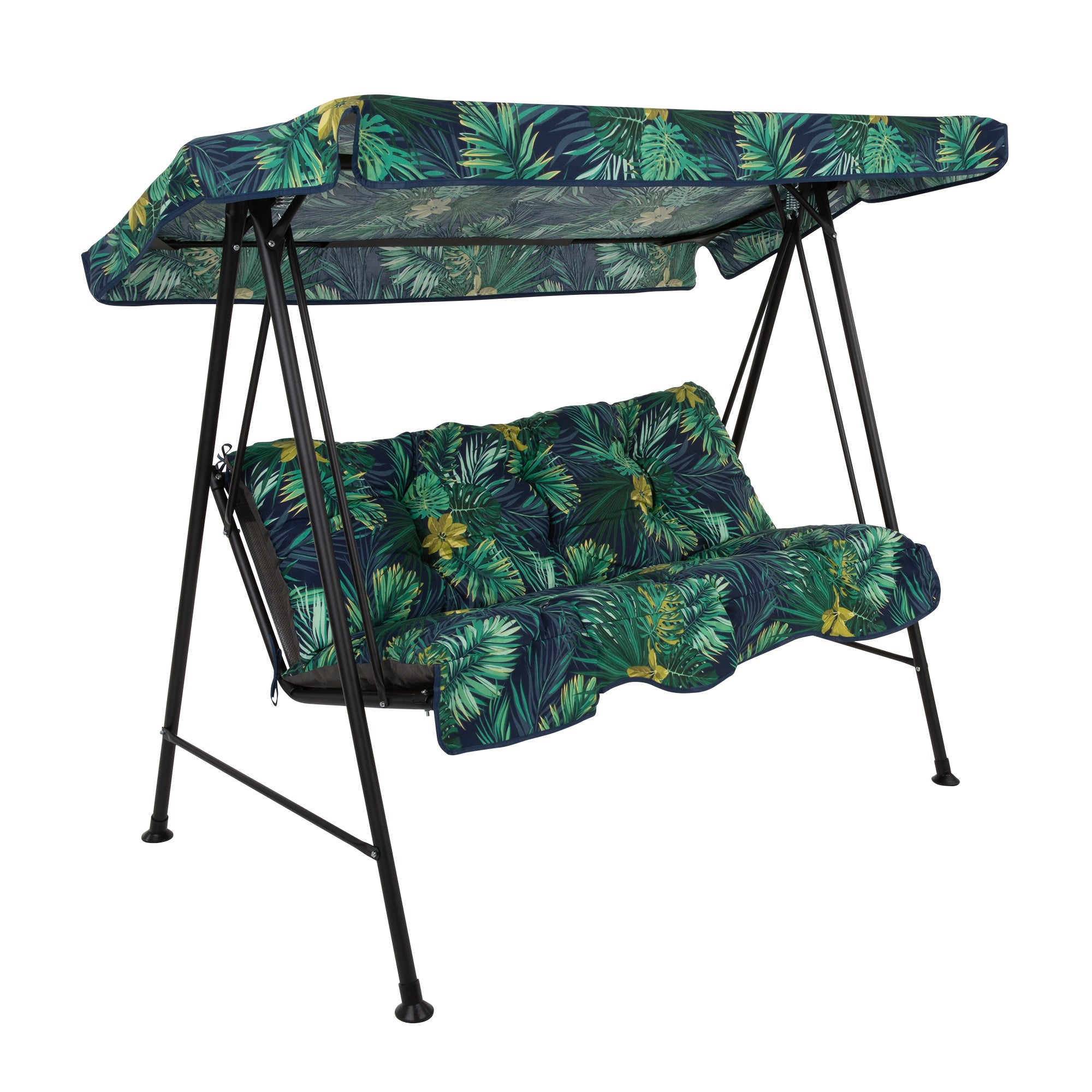 Huśtawka ogrodowa Tora Black Edition zielony wzór roślinny PATIO - 2