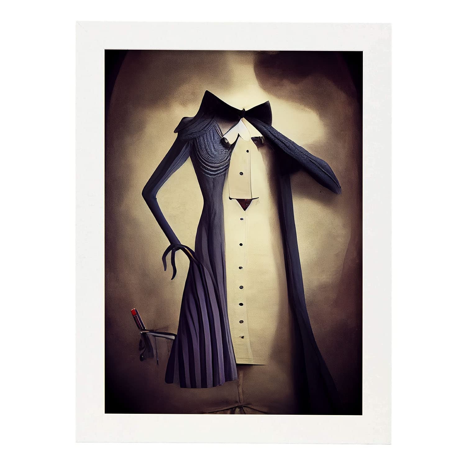 Nacnic lámina sastre al estilo de t burton ilustraciones de profesiones y oficios inspiradas en arte gótico y oscuro diseño y a3 marco blanco