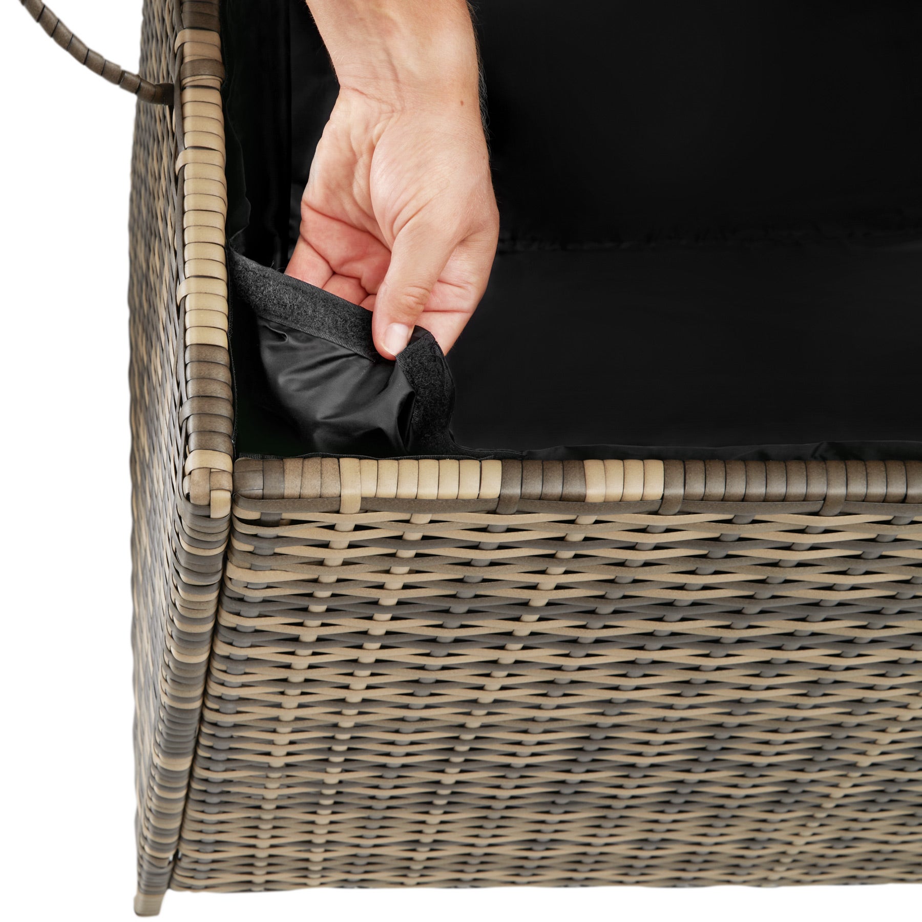 1 BOÎTE DE RANGEMENT en polyrotin et aluminium, 297 litres, roulettes, couvercle vérin, naturel gris foncé TECTAKE - 7