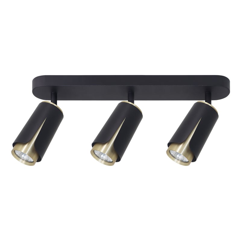 Reflektor sufitowy spot natynkowy Flower listwa czarno-złoty 3xGU10x8W wym: 10 x 48,3 x 7 cm aluminium Milagro