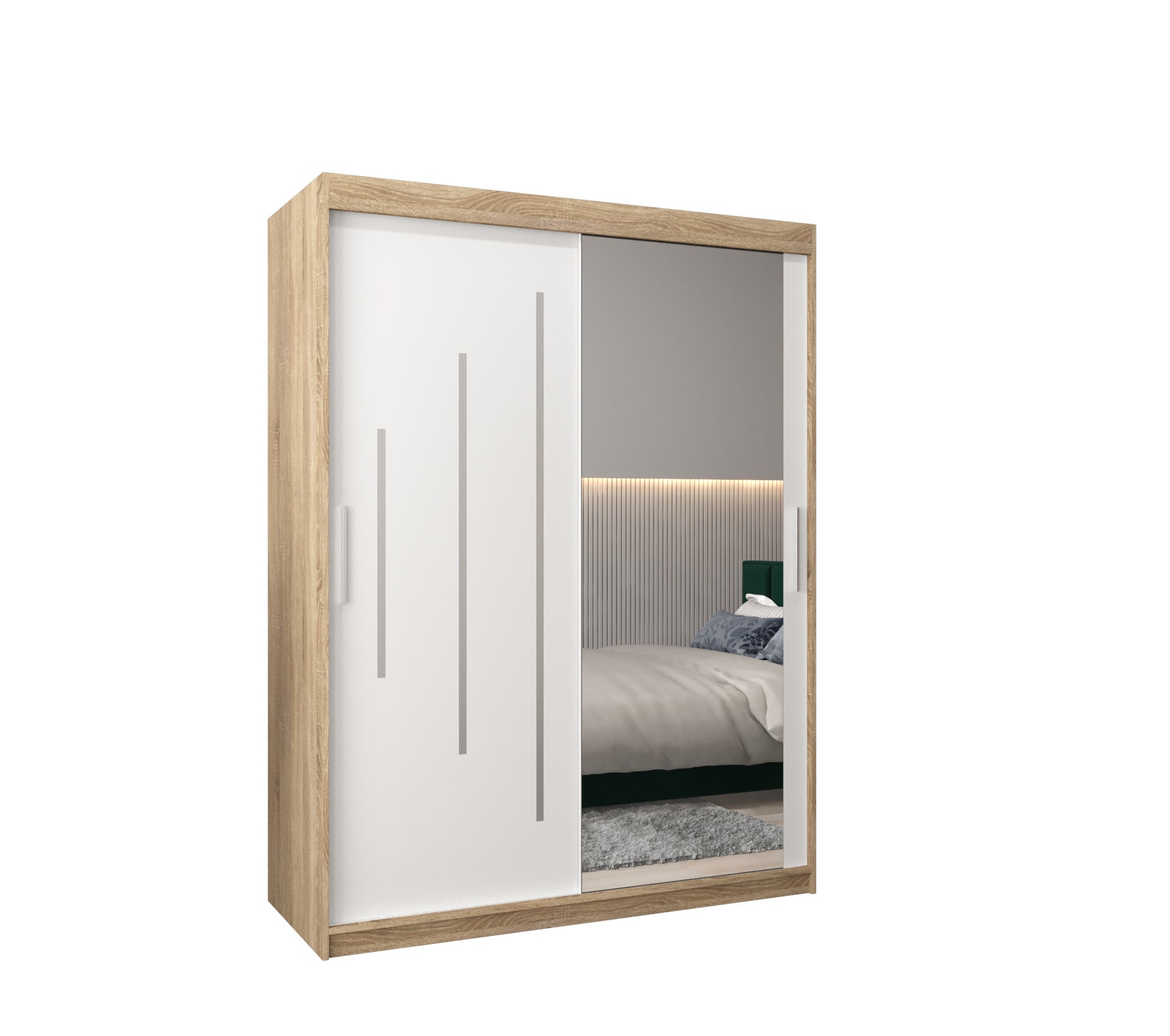 Szafa przesuwna garderoba York 2 150 x 62 x 200 cm Sonoma + Biały - Abiks Meble