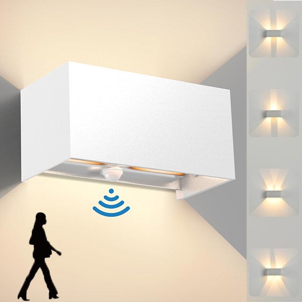 Kinkiet z pozytywnym białym światłem 24W, wodoodporna zewnętrzna lampa ścienna LED, regulowany kąt świecenia - z czujnikiem ruchu