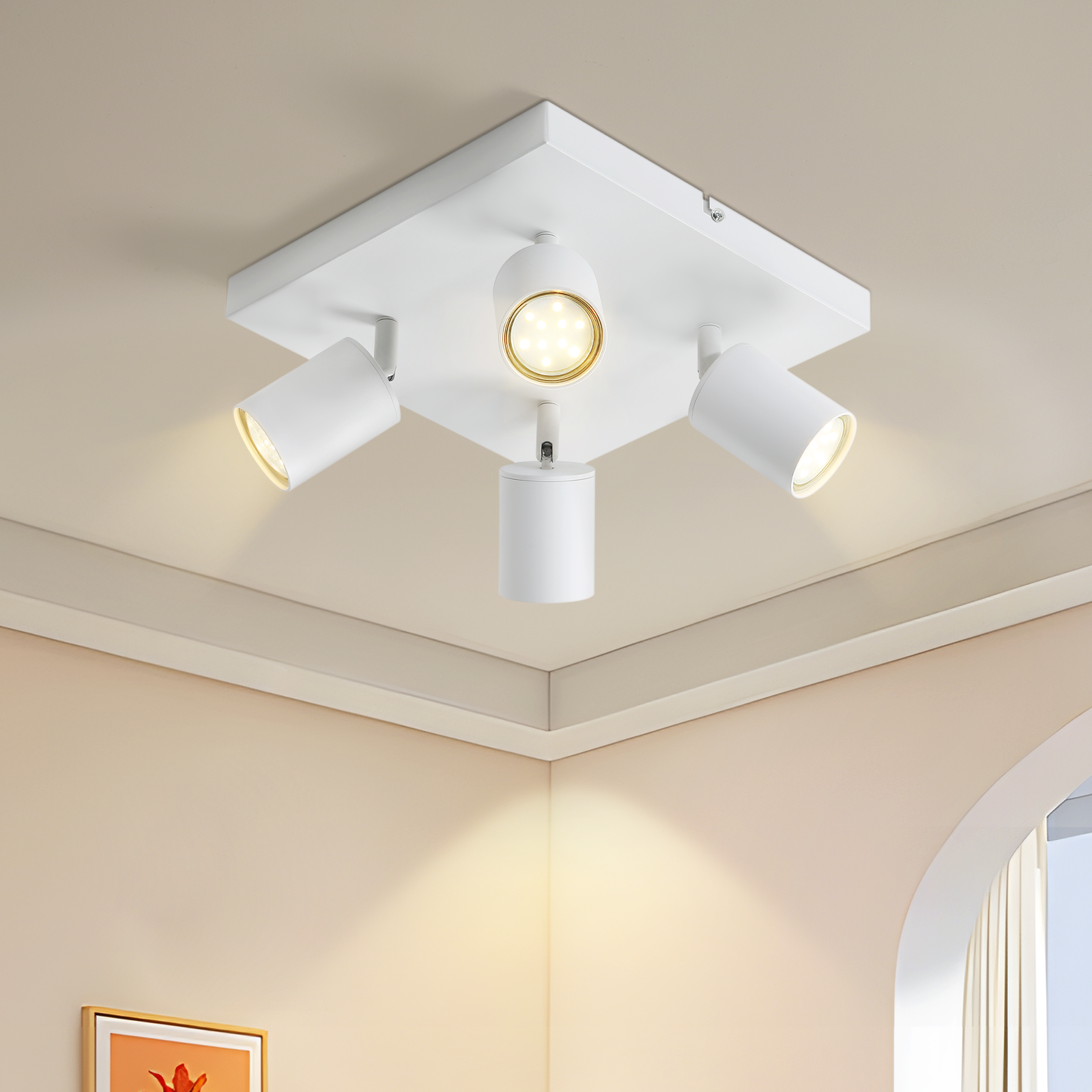NETTLIFE Spot De Plafond LED Orientable GU10 4 Flamme Spots De Plafond Salon Industriel Orientable 94300782