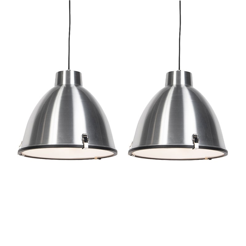 Zestaw 2 lamp wiszących aluminiowych 38 cm ściemnianych - Anteros