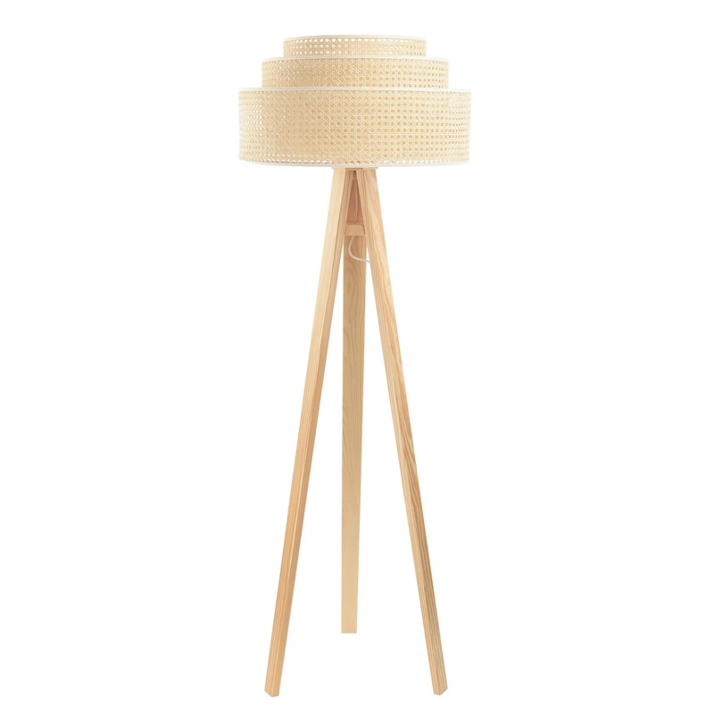 Lampa stojąca BOHO TRI rattan naturalny