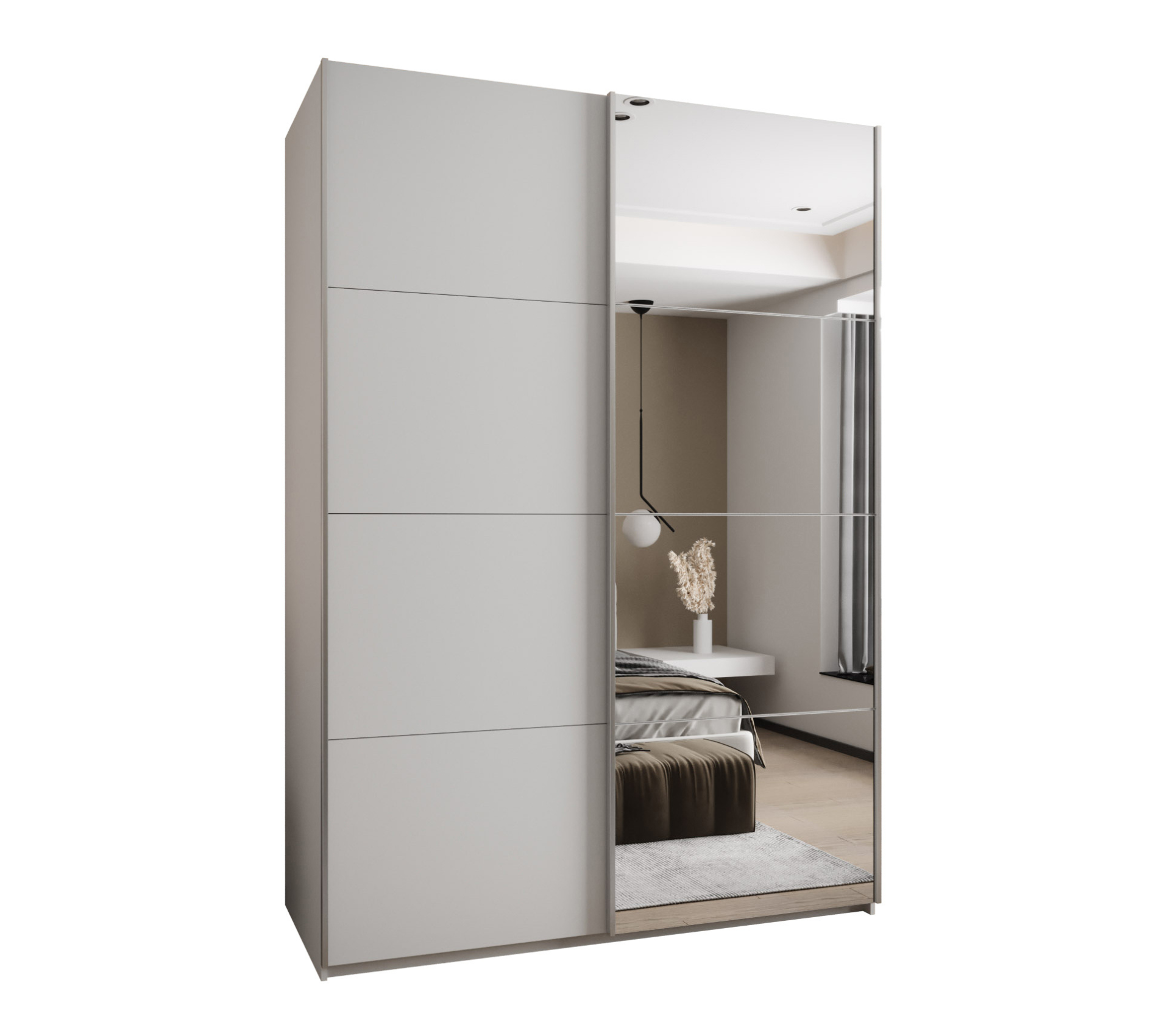 Szafa przesuwna wysoka Lux 3 180 x 64 x 245,5 cm biały + biały + u. srebrny - Abiks Meble