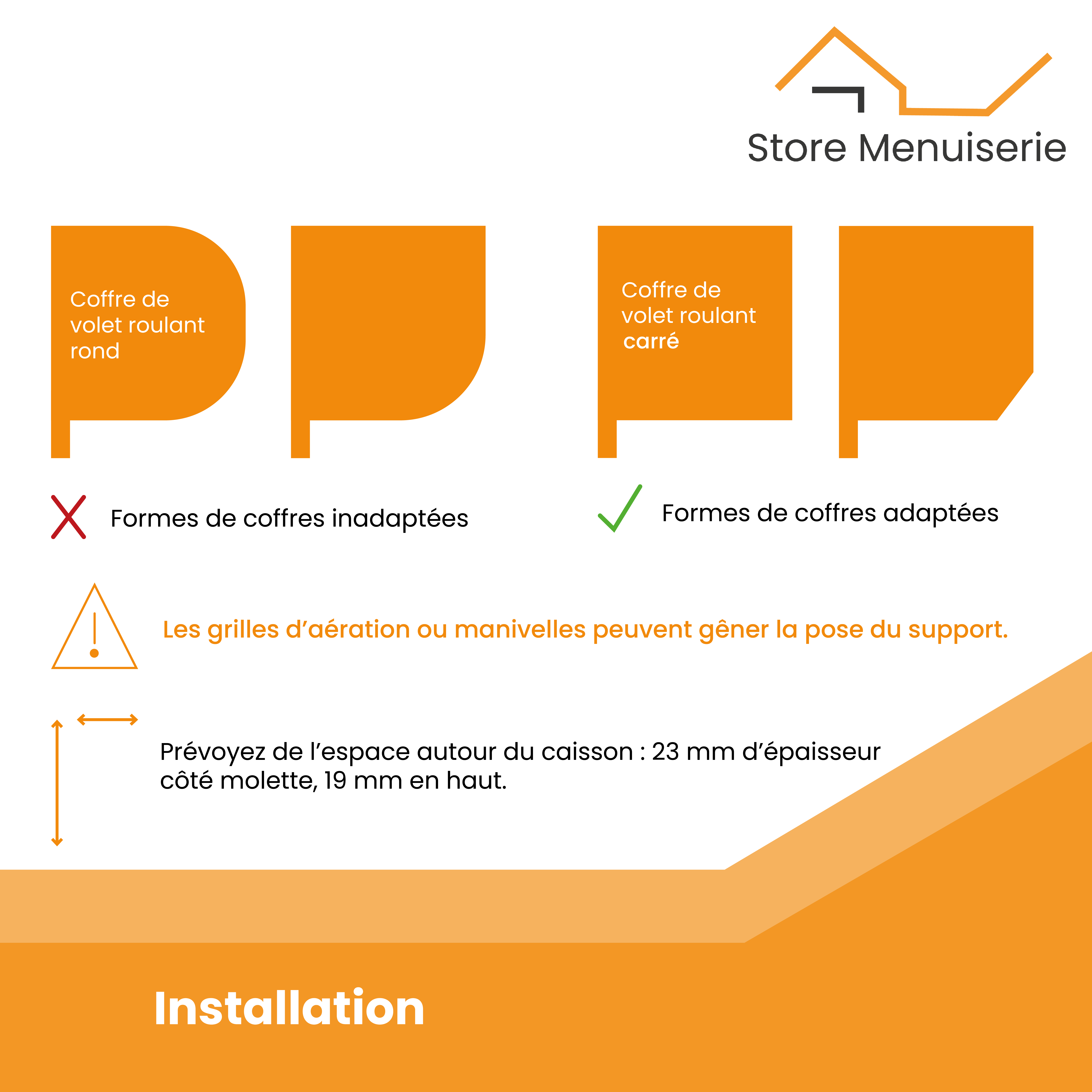 2 Supports Sans perçage, Blanc, D.20/28, pour Tringle à Rideau sur Caisson de Volet - 5
