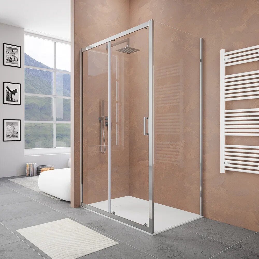 Cabine de douche 110x70 cm coulissante en verre transparent 6 mm avec ...